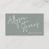 名モダンはっきりした字メイクアップヘアロゴqrグリーン 名刺 (正面)