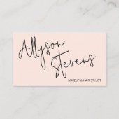 名モダンはっきりした字メイクアップヘアロゴqrピンク 名刺 (正面)