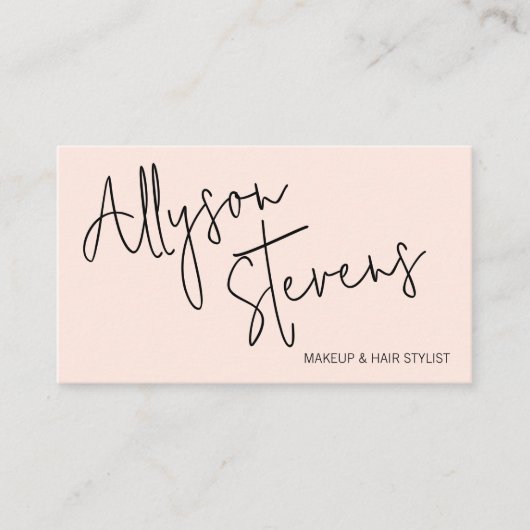 名モダンはっきりした字メイクアップヘアロゴqrピンク 名刺 (正面)