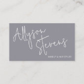 名モダンはっきりした字メイクアップヘアロゴqrブルー 名刺 (正面)