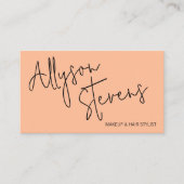 名モダンはっきりした字メイクヘアロゴqr桃 名刺 (正面)