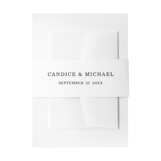 名モダンエレガントシンプル前と日付の付いた黒い文字 招待状ベリーバンド (正面例)