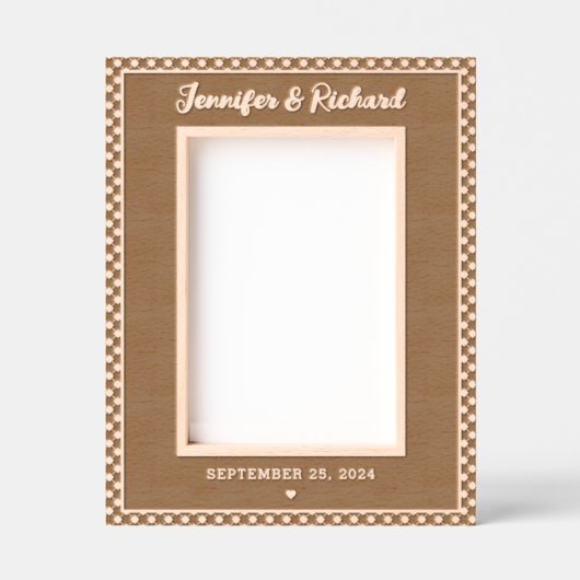 名モダンエレガントパーソナライズされた前と日付 レーザー彫刻フレーム (正面)