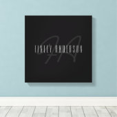 名モダンエレガント前とモノグラム | 濃いグレーと黒 キャンバスプリント (インサイチュ (ウッドフロア))