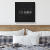 名モダンエレガント前とモノグラム | 濃いグレーと黒 キャンバスプリント (インサイチュ (寝室))