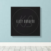 名モダンエレガント前とモノグラム | 濃いグレーと黒 キャンバスプリント (インサイチュ (ウッドフロア))