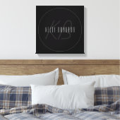 名モダンエレガント前とモノグラム | 濃いグレーと黒 キャンバスプリント (インサイチュ (寝室))