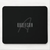 名モダンエレガント前とモノグラム | 濃いグレーと黒 マウスパッド (正面)