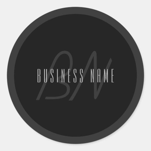 名モダンエレガント前とモノグラム | 濃いグレーと黒 ラウンドシール (正面)