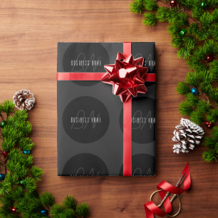 名モダンエレガント前とモノグラム 濃いグレーと黒 ラッピングペーパー