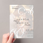 名モダンエレガント前の写真結婚の アクリル招待状 (インサイチュ (ポータブル))