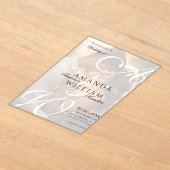 名モダンエレガント前の写真結婚の アクリル招待状 (レイダウン)