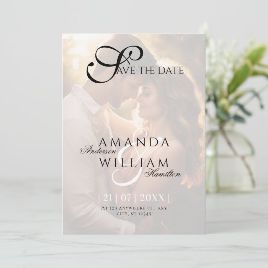 名モダンエレガント前の写真結婚の セーブザデート (スタンド正面)