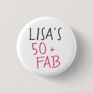 名モダンスタイリッシュ名ホットピンク50素晴らしい誕生日 缶バッジ