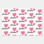 名モダンスタイリッシュ名Loveハートバレンタインデー ラッピングペーパーシート (正面3)