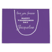名モダンパーソナライズされた前紫バレンタインデー ラージペーパーバッグ (正面)