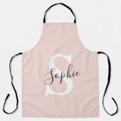名モダンパーソナライズされた名モノグラムパステルピンク エプロン (正面)
