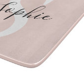 名モダンパーソナライズされた名モノグラムパステルピンク カッティングボード (角)