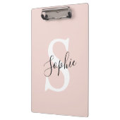 名モダンパーソナライズされた名モノグラムパステルピンク クリップボード (左)