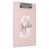 名モダンパーソナライズされた名モノグラムパステルピンク クリップボード (右)