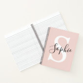 名モダンパーソナライズされた名モノグラムパステルピンク ノートブック (内部)