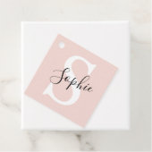 名モダンパーソナライズされた名モノグラムパステルピンク フェイバータグ (インサイチュ)