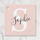 名モダンパーソナライズされた名モノグラムパステルピンク フェイバータグ (正面)