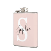 名モダンパーソナライズされた名モノグラムパステルピンク フラスク (左)