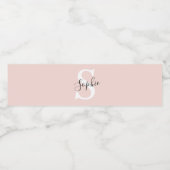 名モダンパーソナライズされた名モノグラムパステルピンク ペットボトルラベル (シングルラベル)