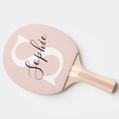 名モダンパーソナライズされた名モノグラムパステルピンク 卓球ラケット (横)