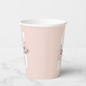 名モダンパーソナライズされた名モノグラムパステルピンク 紙コップ (右)