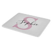 名モダンパーソナライズされた名モノグラムピンク カッティングボード (角)