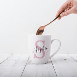 名モダンパーソナライズされた名モノグラムピンク カフェラテマグ<br><div class="desc">名モダンパーソナライズされた名モノグラムピンク</div>