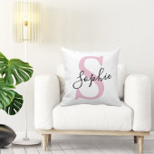 名モダンパーソナライズされた名モノグラムピンク クッション