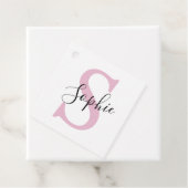 名モダンパーソナライズされた名モノグラムピンク フェイバータグ (インサイチュ)