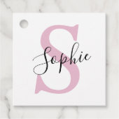 名モダンパーソナライズされた名モノグラムピンク フェイバータグ (正面)