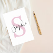 名モダンパーソナライズされた名モノグラムピンク ポストイット