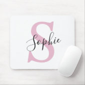 名モダンパーソナライズされた名モノグラムピンク マウスパッド (マウス)