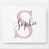 名モダンパーソナライズされた名モノグラムピンク マウスパッド (正面)