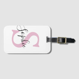 名モダンパーソナライズされた名モノグラムピンク ラゲッジタグ