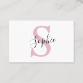 名モダンパーソナライズされた名モノグラムピンク 名刺 (正面)