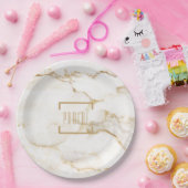 名モダンパーソナライズされた名金ゴールド効果マーブルケーキS ペーパープレート (パーティー)