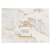 名モダンパーソナライズされた名金ゴールド効果 ラージペーパーバッグ (裏面)