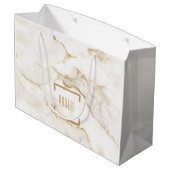 名モダンパーソナライズされた名金ゴールド効果 ラージペーパーバッグ (裏面アングル)