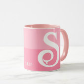 名モダンパーソナライズされた字ピンク色 マグカップ (正面右)