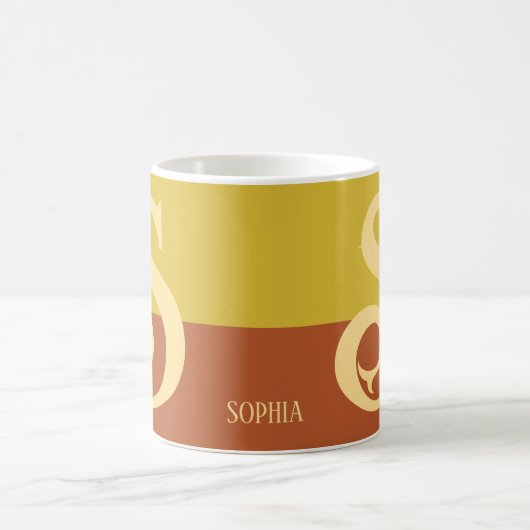 名モダンパーソナライズされた字Thanksgiving色 コーヒーマグカップ (中央)