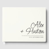 名モダンパーソナライズされた書付結婚き ゲストブック (正面)