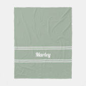 名モダンミニマルモノグラムのスクリプトSage Green フリースブランケット (正面)