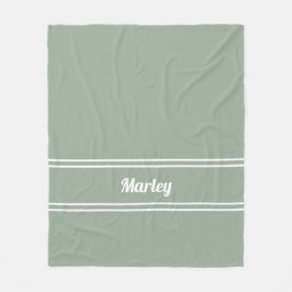 名モダンミニマルモノグラムのスクリプトSage Green フリースブランケット