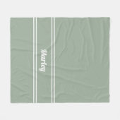 名モダンミニマルモノグラムのスクリプトSage Green フリースブランケット (正面(横))